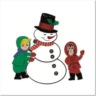 Snowman with Kids Posters and Art